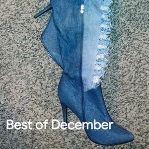 Chic Blue Denim Stiletto Boots